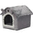 Grey enclosed cat cave bed with removable cushion, photo 13