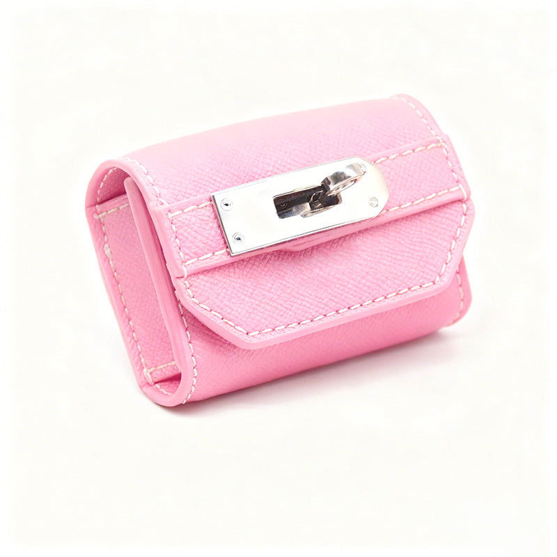 Matching dog collar, lead and poo bag holder in black and pink