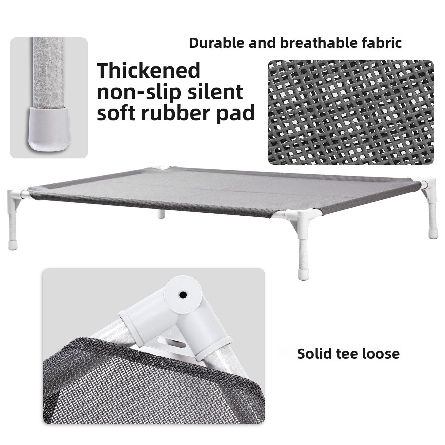 Raised breathable dog bed with rust-proof frame, detail photo 2