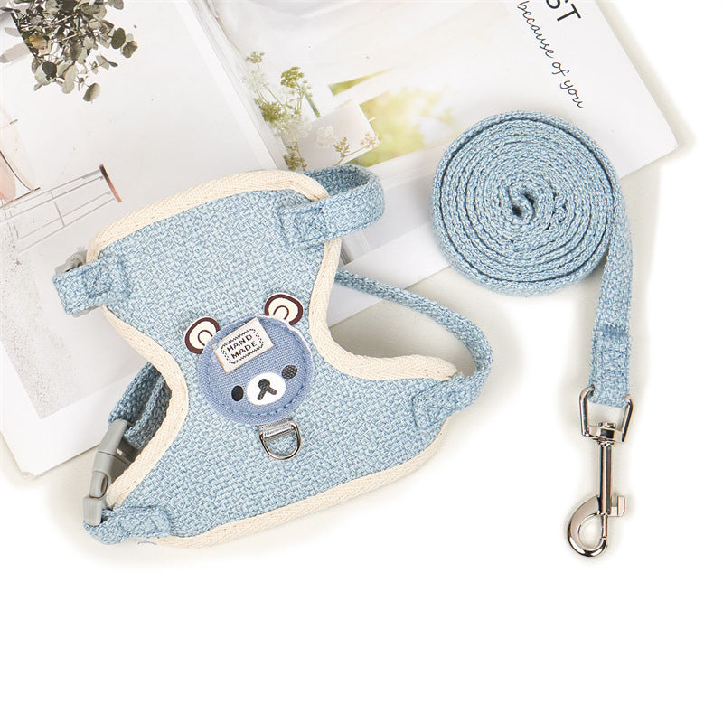 Cloth vest harness with lead for small pets, 2 sizes available