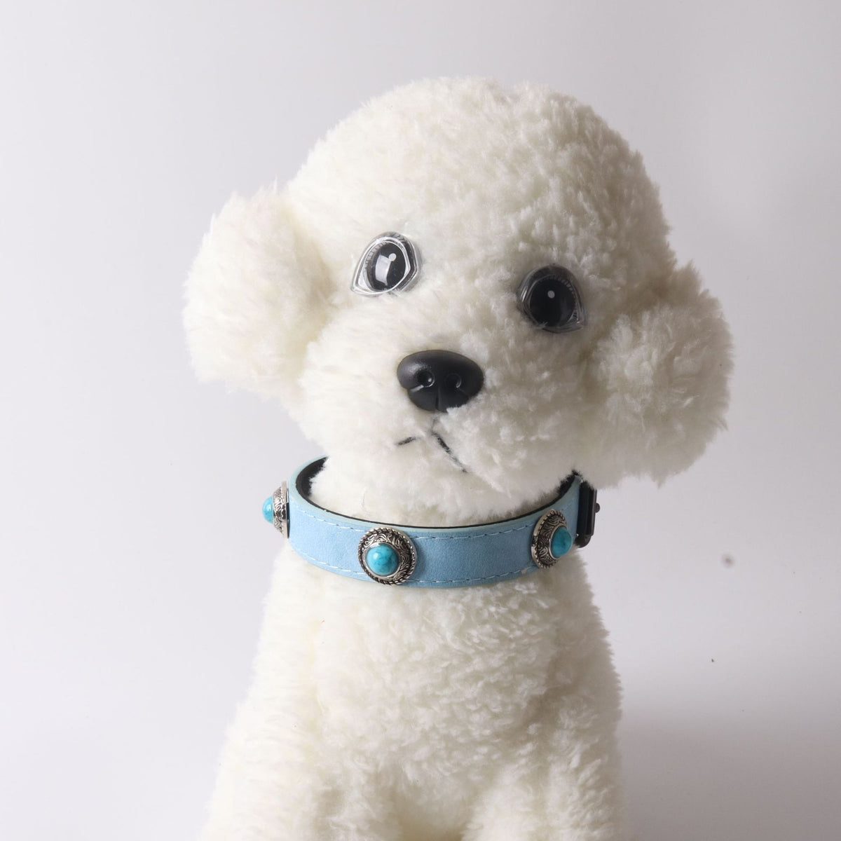 Adjustable PU leather cat collar with cat eye stone, product image 4