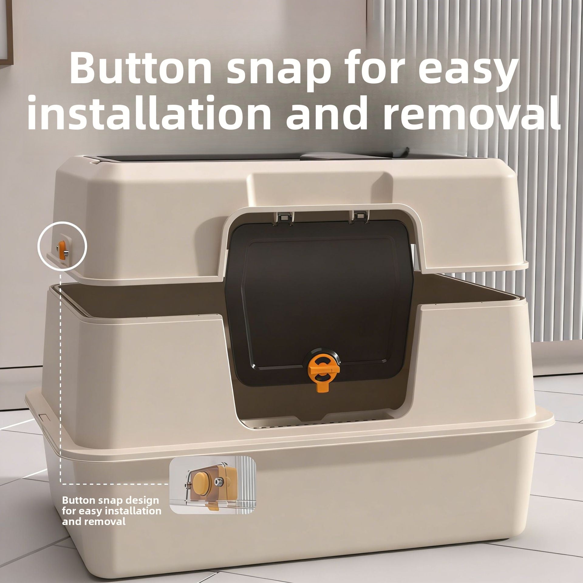 Fully Enclosed Stainless Steel Cat Litter Box, 50cm Wide