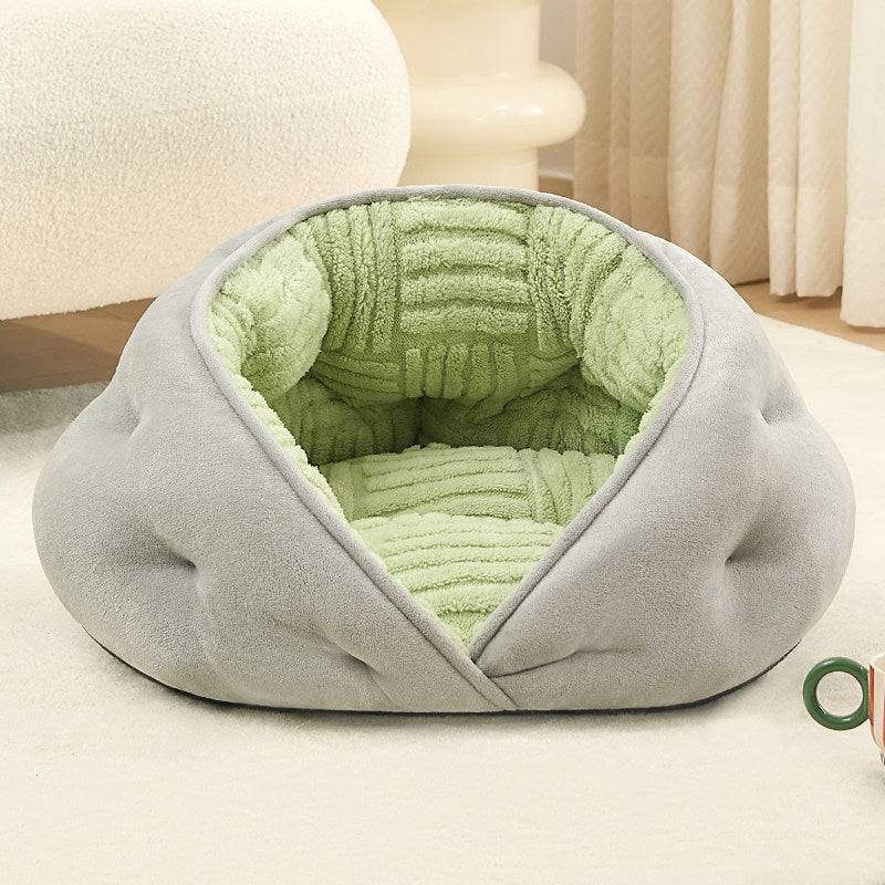 Round raised edge dog bed in Mint Green, size Medium 48 x 45cm