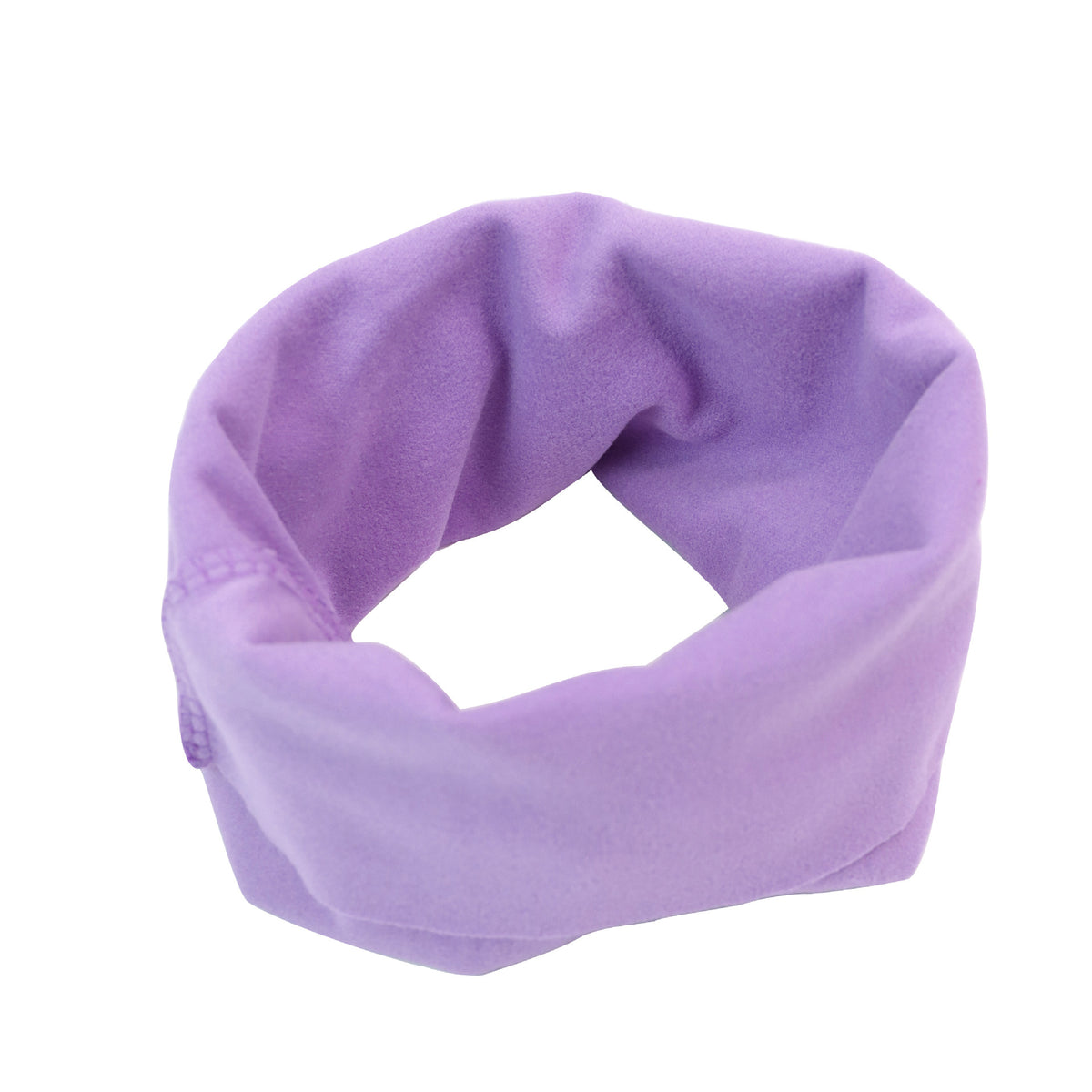 Stretchy dog ear cover snood for fireworks and cold in Pink, showing size and shape