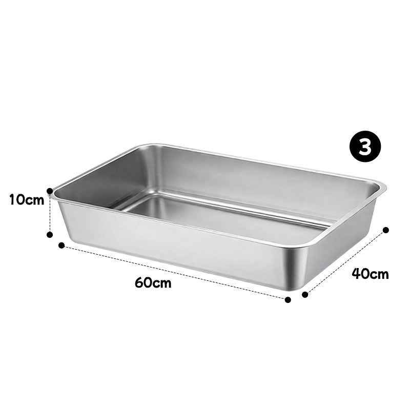 Open Stainless Steel Cat Litter Box, Low Entry for Kittens and Cats