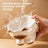 Ceramic cat ear food bowl with tilted rim in off white, view 4