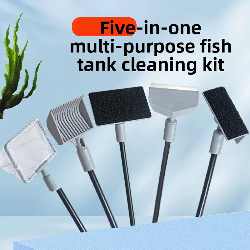 Fish Tank Cleaning Kit with Brush, Algae Scraper and Net
