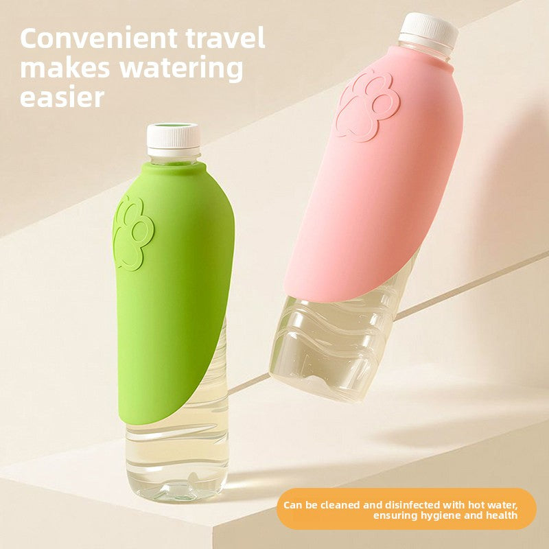 Foldable Silicone Travel Water Cup for Pets and People That Attaches to Water Bottles