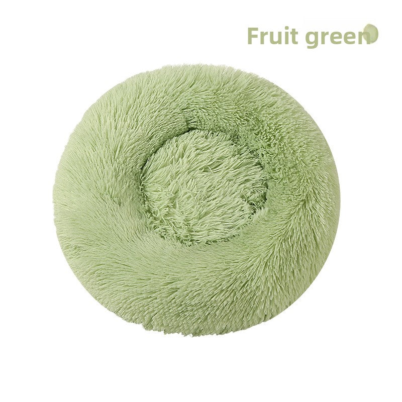 Round Plush Donut Bed for Dogs and Cats, Calming Nest, Washable, 40-80cm, 12 Colours