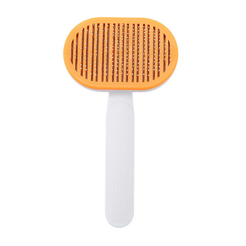 Oval Self-Cleaning Slicker Brush with One-Press Fur Release