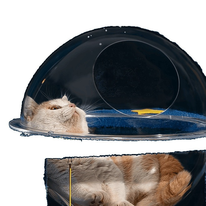 Vertical sisal cat climbing frame with space capsule, detail photo 5
