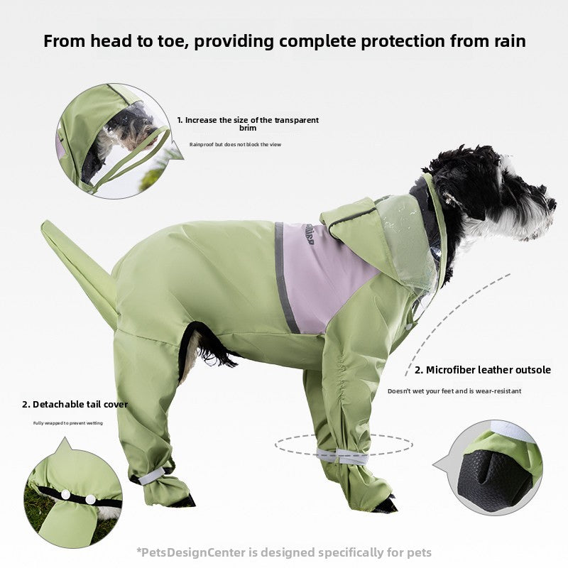 Full body four leg dog raincoats in twelve styles