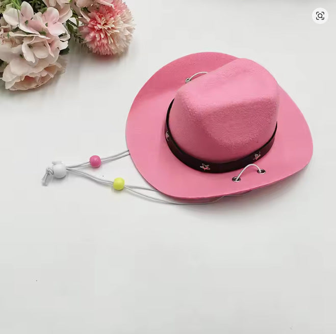 Western felt cowboy hat for small dogs and cats, material detail