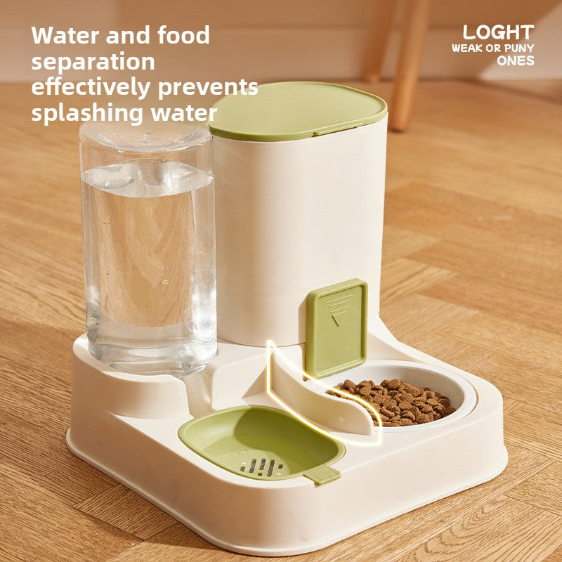 Cat Double Bowl Set with Water Dispenser, Ceramic or Steel