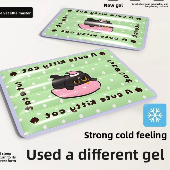 Oxford cloth gel pet cooling mat in Black Cat Square