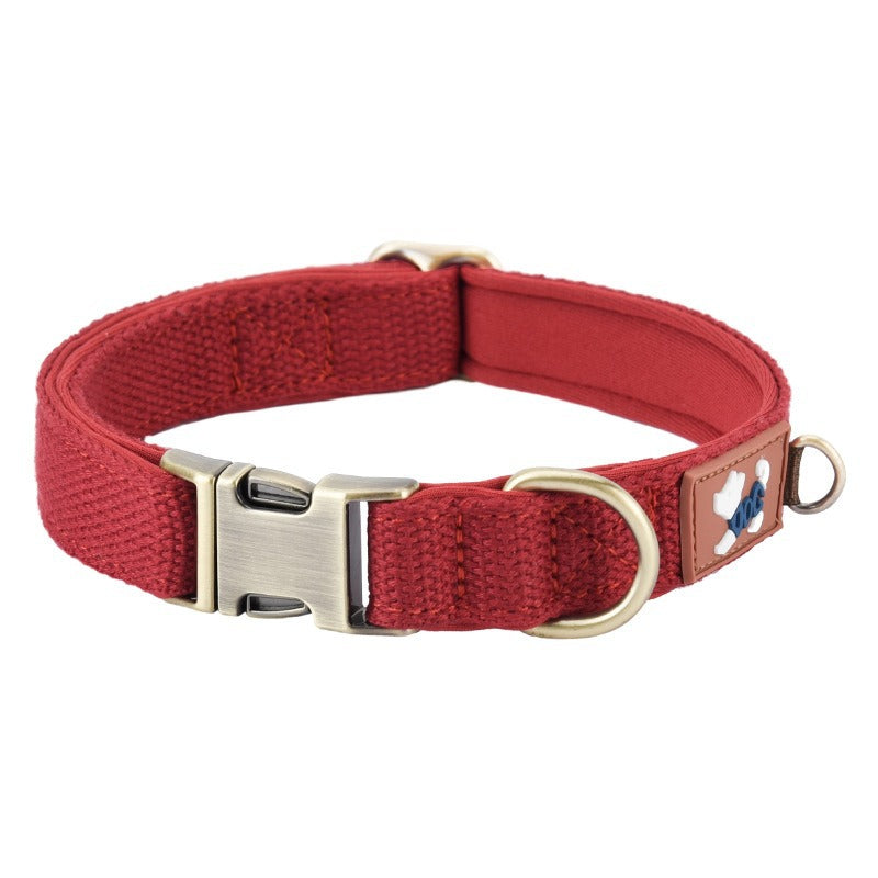 Padded dog collar with cotton lining, 3 sizes available
