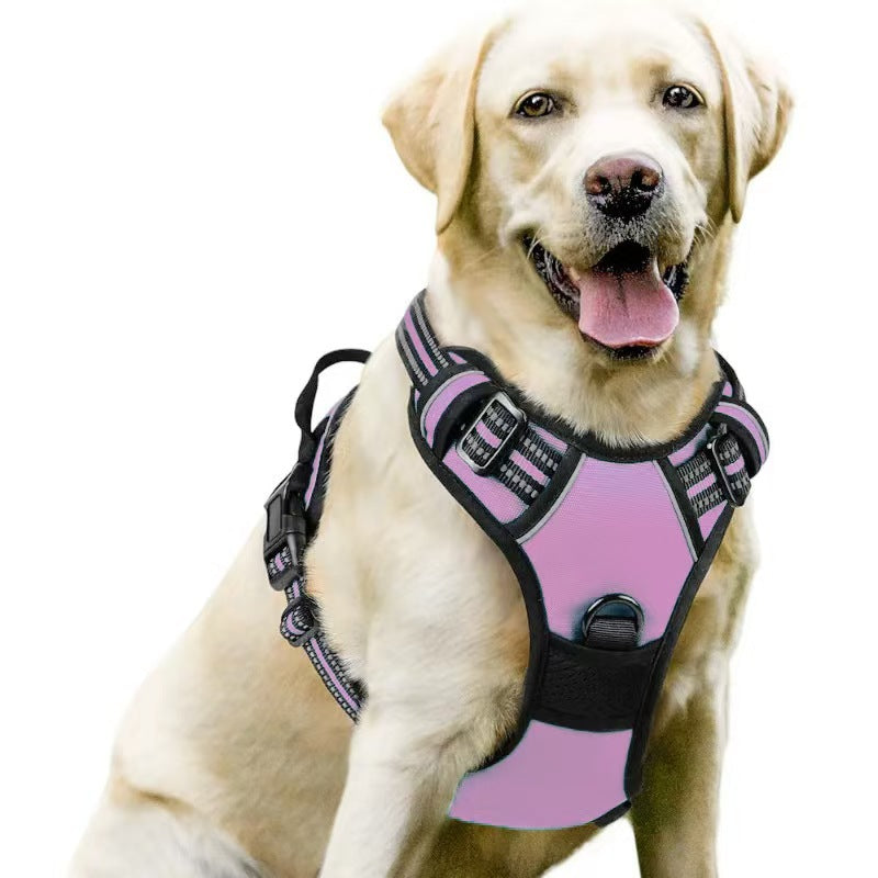 Adjustable dog harness and lead set shown in ten colours