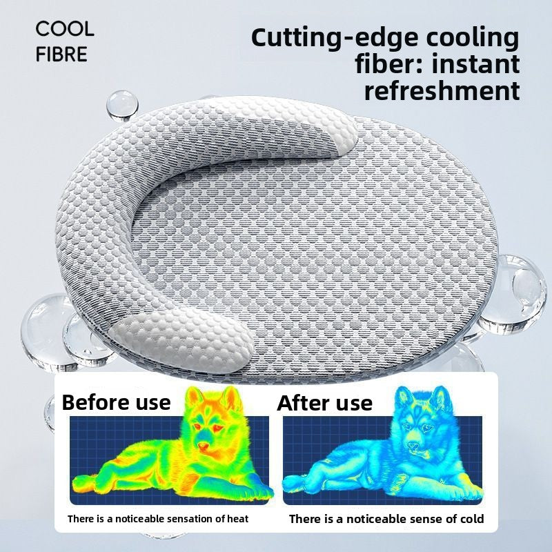 Summer dog bed with removable ice-feel cooling pad in grey, photo 3