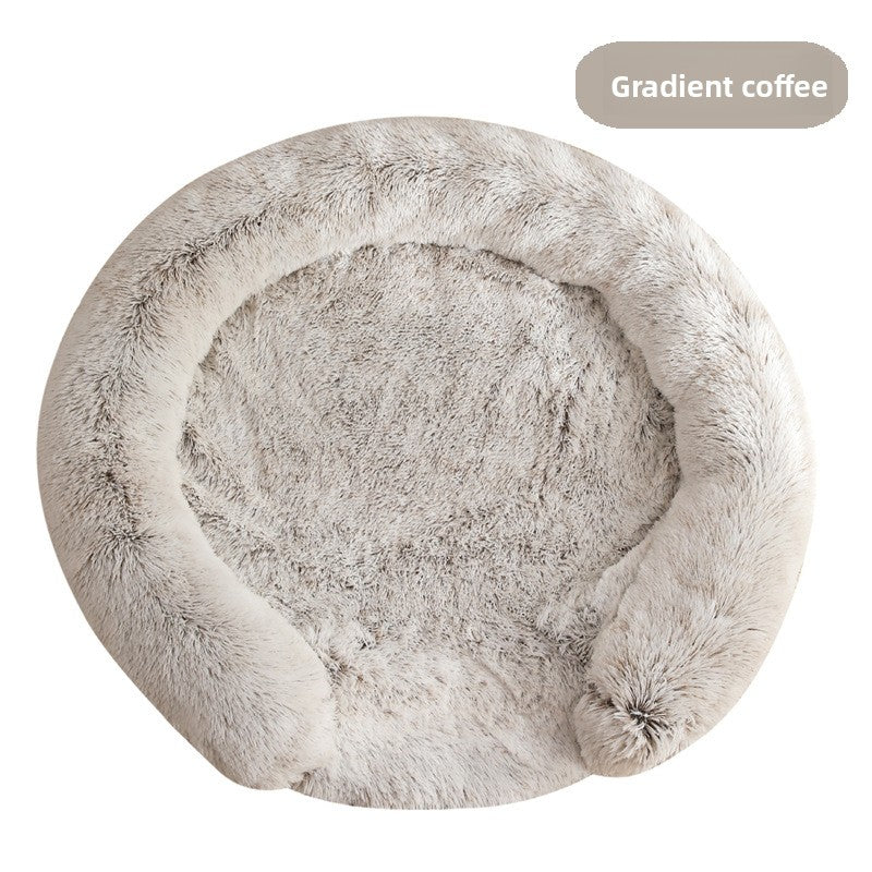 Fluffy round nest pet bed in many colours in Golden Yellow, product overview photo
