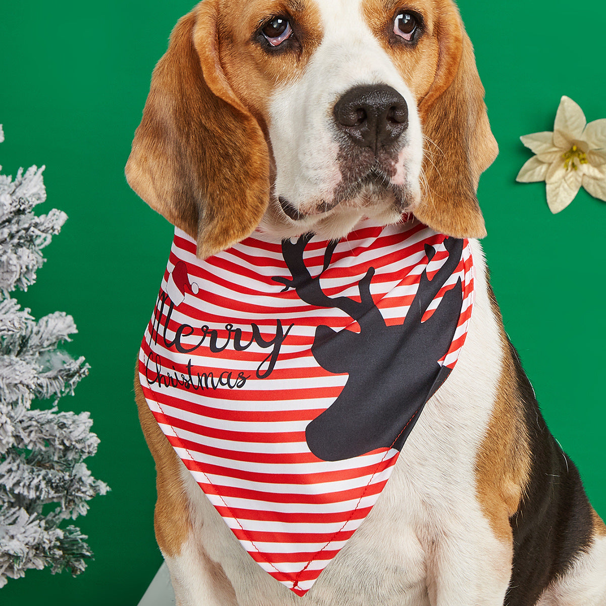 Cartoon print pet bandana for dogs and cats in Design 13, showing size and shape