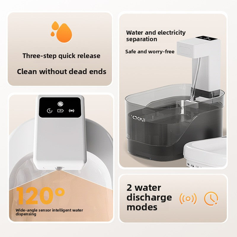 Automatic Smart Sensor Pet Water Fountain with Silent Pump and Multi-Stage Filter