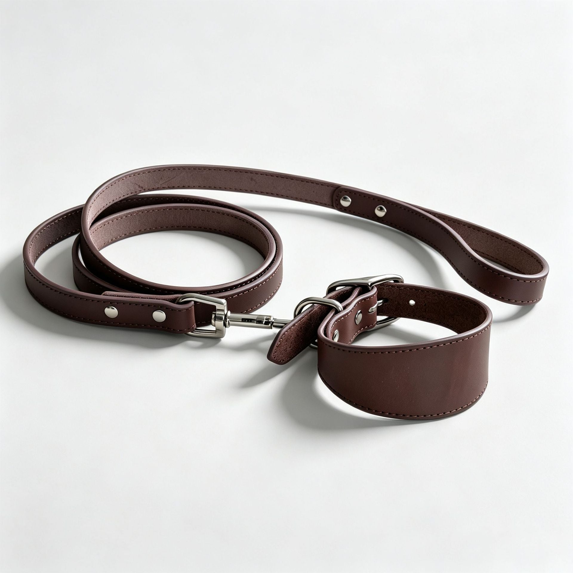 Wide leather collar for small dogs in a rich colour, product image 4