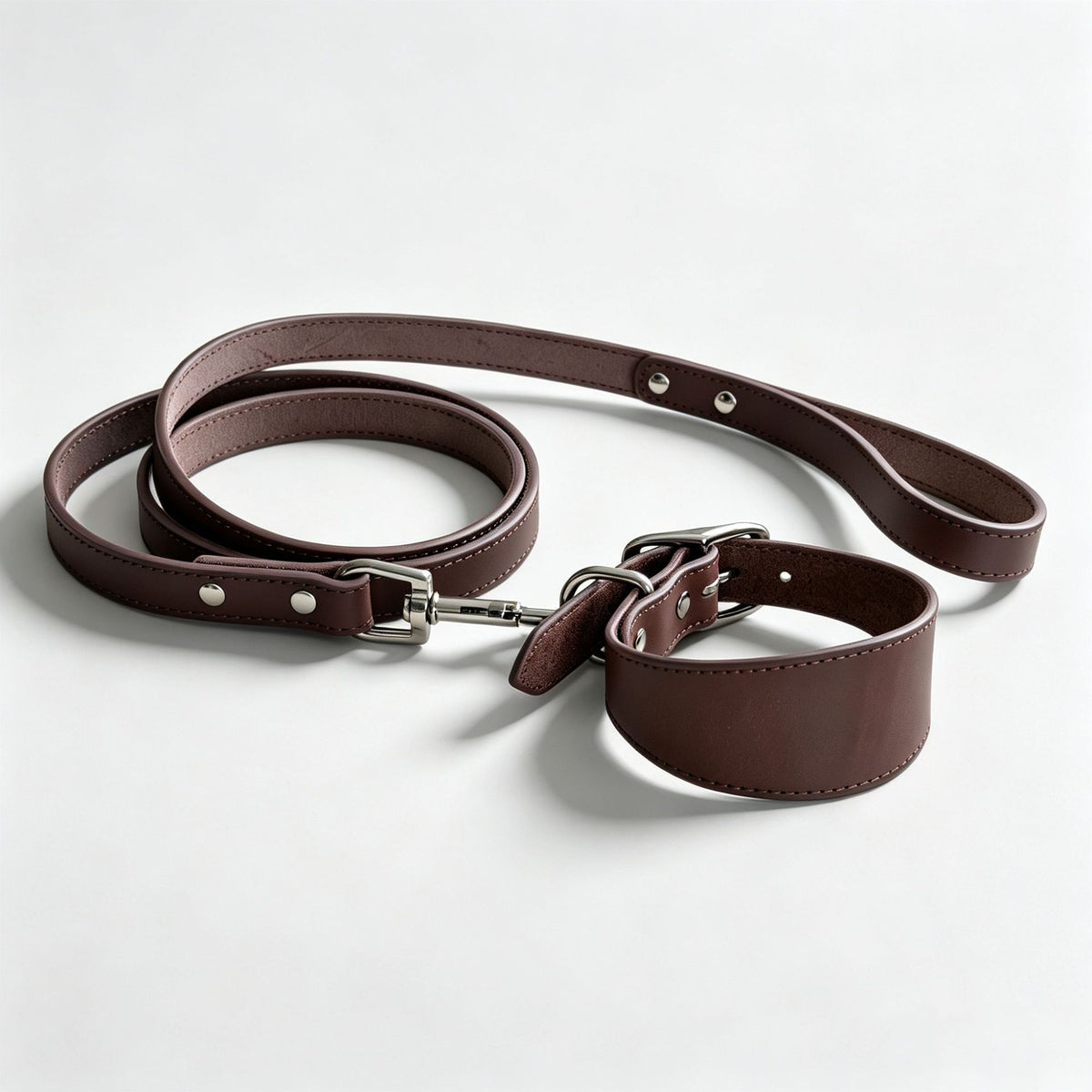 Wide leather collar for small dogs in a rich colour, product image 4