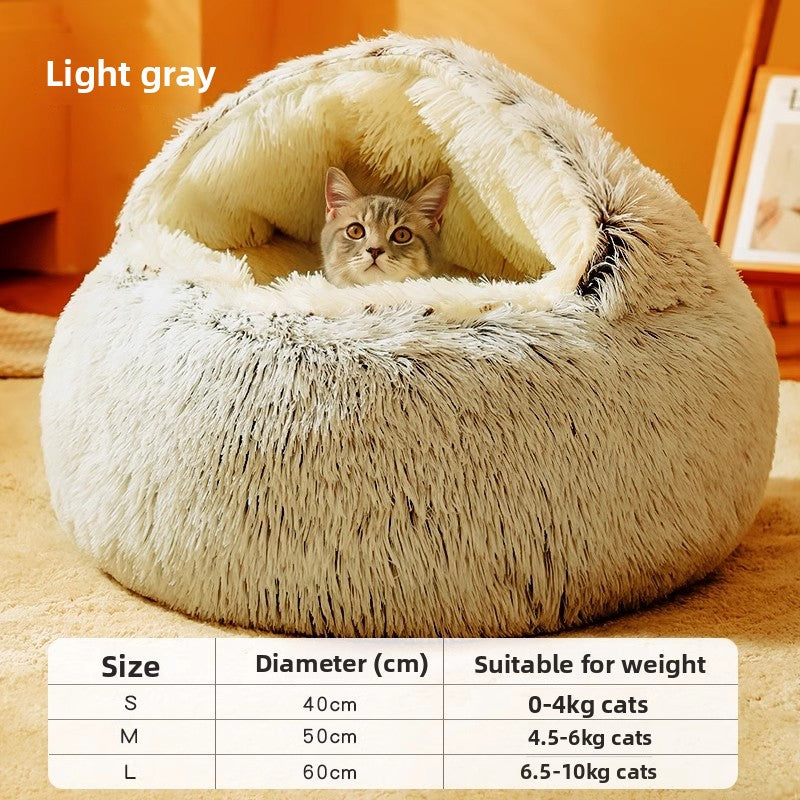 Semi-enclosed plush cat bed, photo 12 of 29