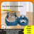 Blue double pet food bowl with water dispenser, view 4