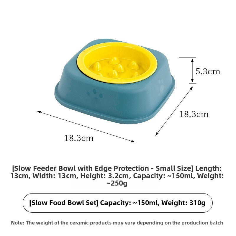 Ceramic Slow Feeder Pet Bowl with Removable Yogurt Box and Non-Slip Base in Seven Colours