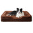 Cat resting on a coffee coloured sponge pet bed
