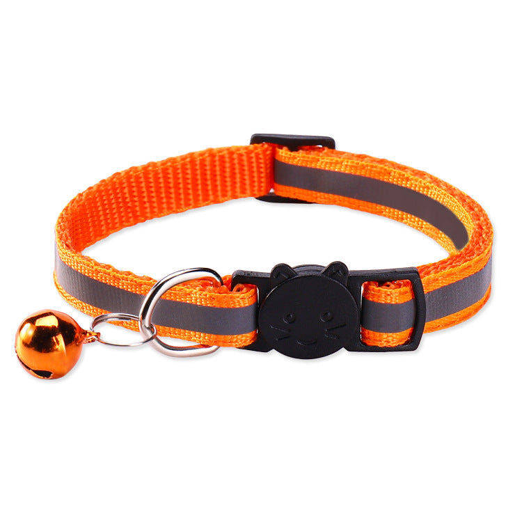 Reflective breakaway cat collar with bell in lake blue, view 16