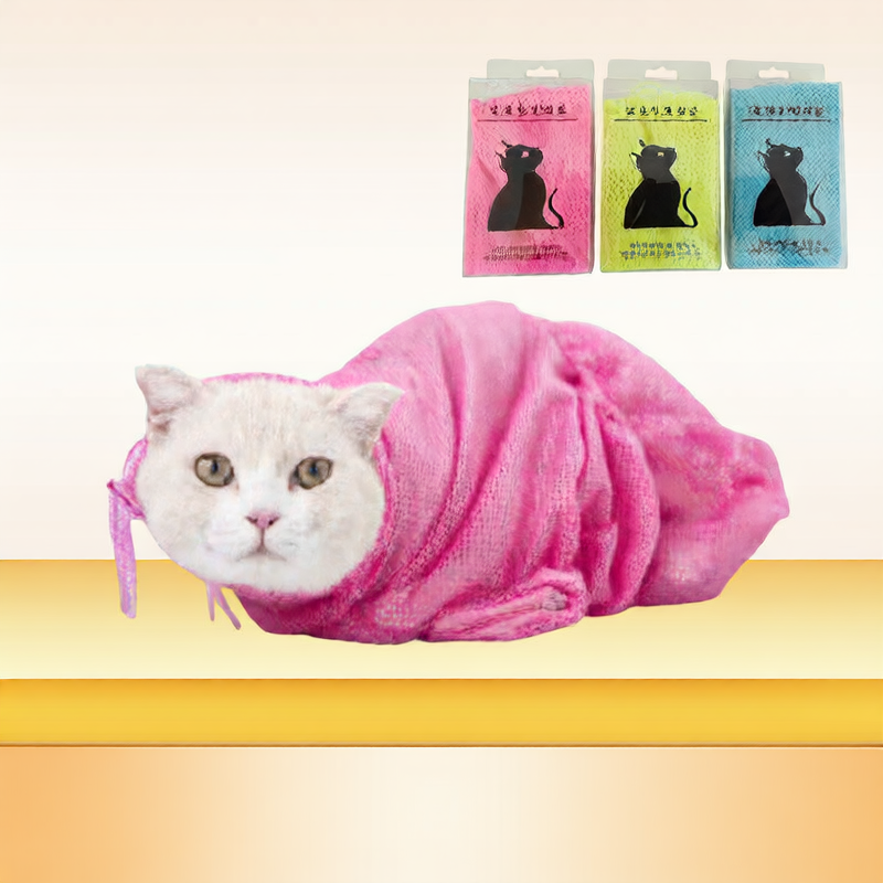 Breathable Mesh Cat Bathing Bag, Adjustable Anti-Scratch Wash Bag