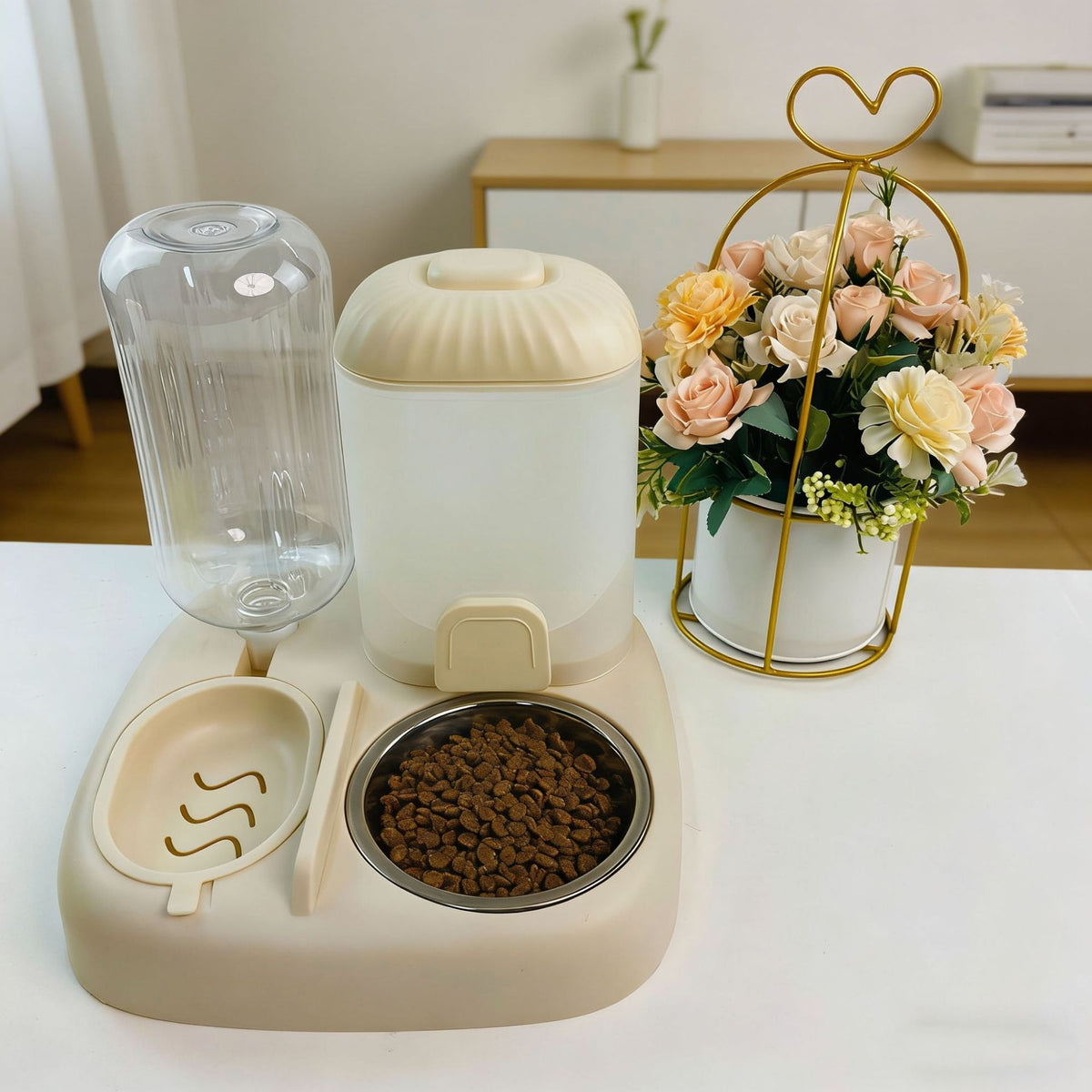 Cat Face Dual Pet Bowl, Stainless Steel or Ceramic