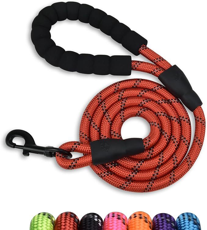 Reflective nylon rope dog lead in 4 colour options