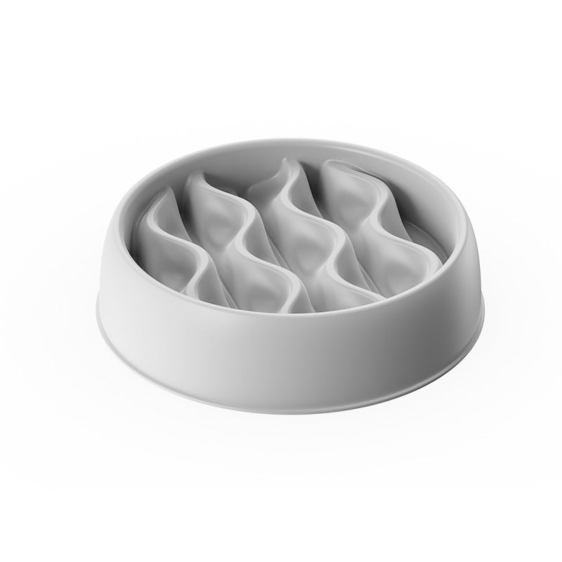 Wave Pattern Slow Feed Pet Bowl in Light Grey or Cream White for Small Dogs and Cats