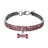 Rhinestone elastic pet collar with charm in Blue Heart, showing size and shape