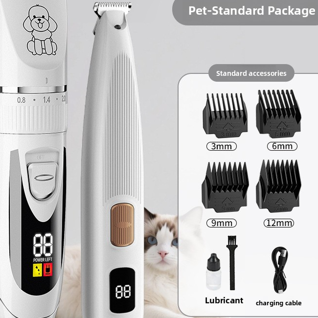 Rechargeable Pet Hair and Paw Trimmer with Dual LCD Display