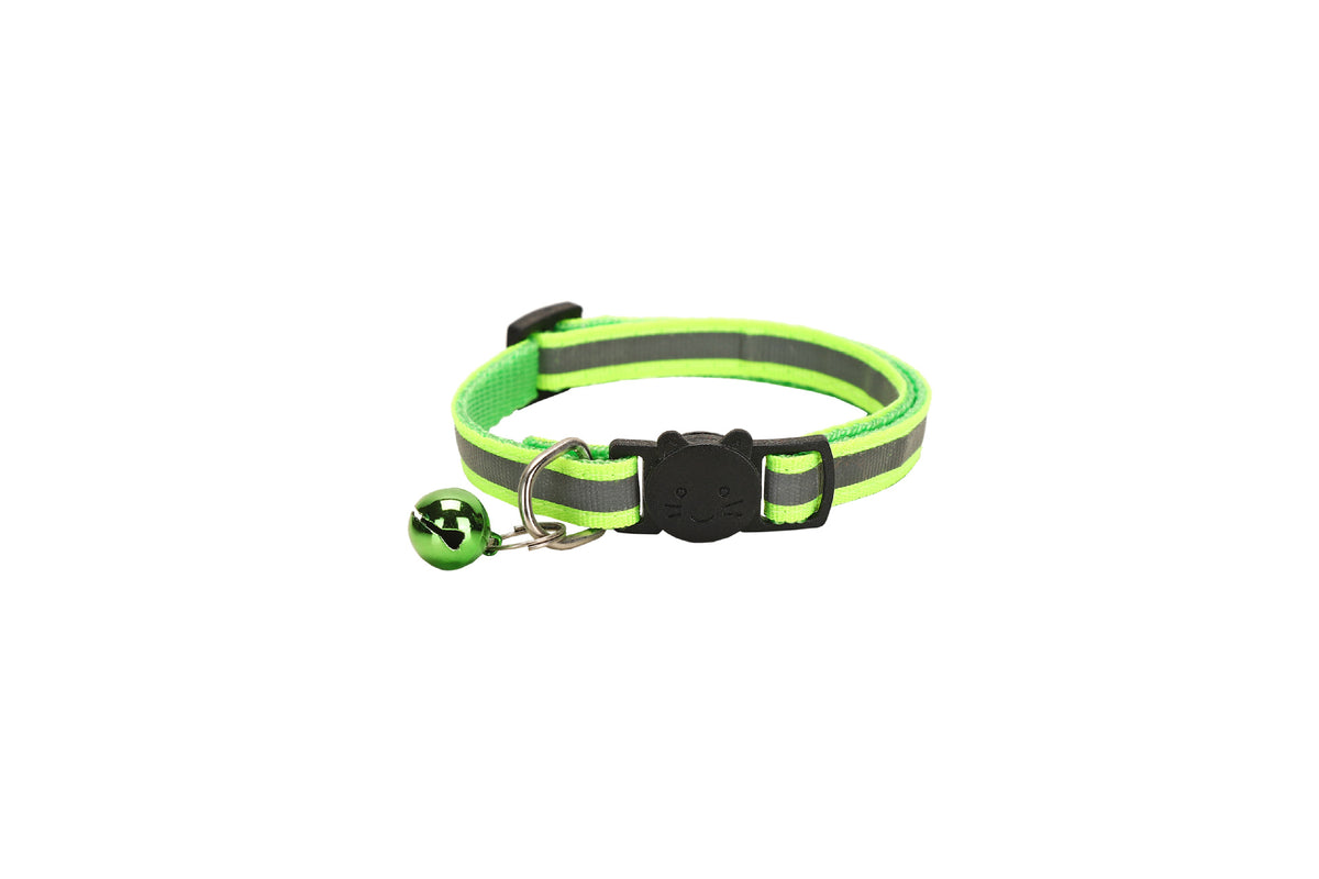 Reflective breakaway cat collar with silicone AirTag holder sleeve and bell, view 14