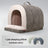 Azure blue semi enclosed roof shaped cat house bed, view 16
