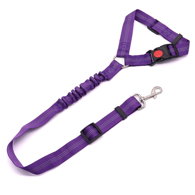 Nylon dog car seat belt leads in nine colours