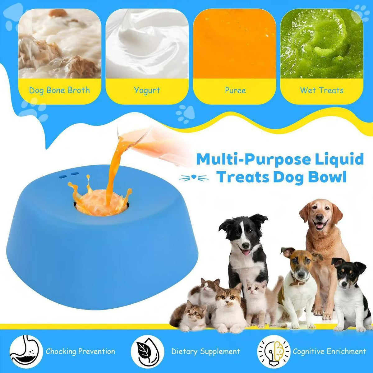 Slow Feeding Pet Lick Bowl with Non-Slip Spherical Base and Interactive Licking Ball