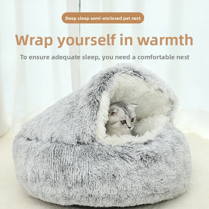 Shell shaped semi-enclosed cat bed, photo 1 of 58