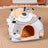 Small pet yurt den in blue and white tulip fabric