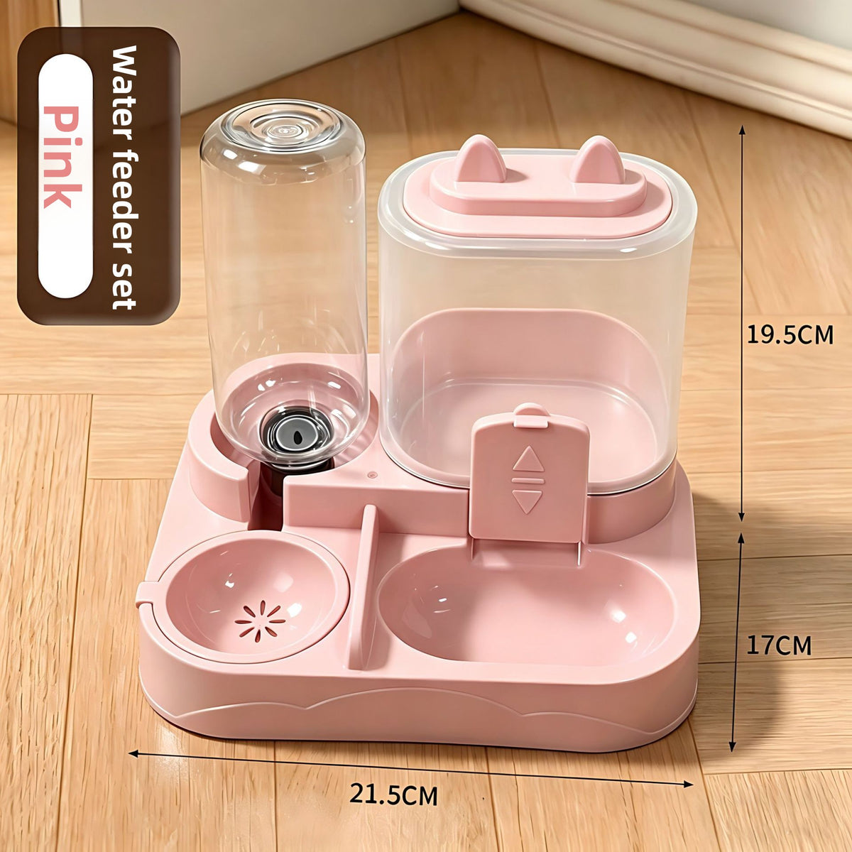 Dual-Compartment Pet Food Bowl with Automatic Water Refill Bottle and Leakproof Design