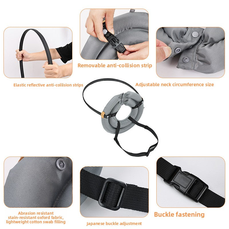 Padded bumper halo ring for dogs and cats in Grey, close-up detail