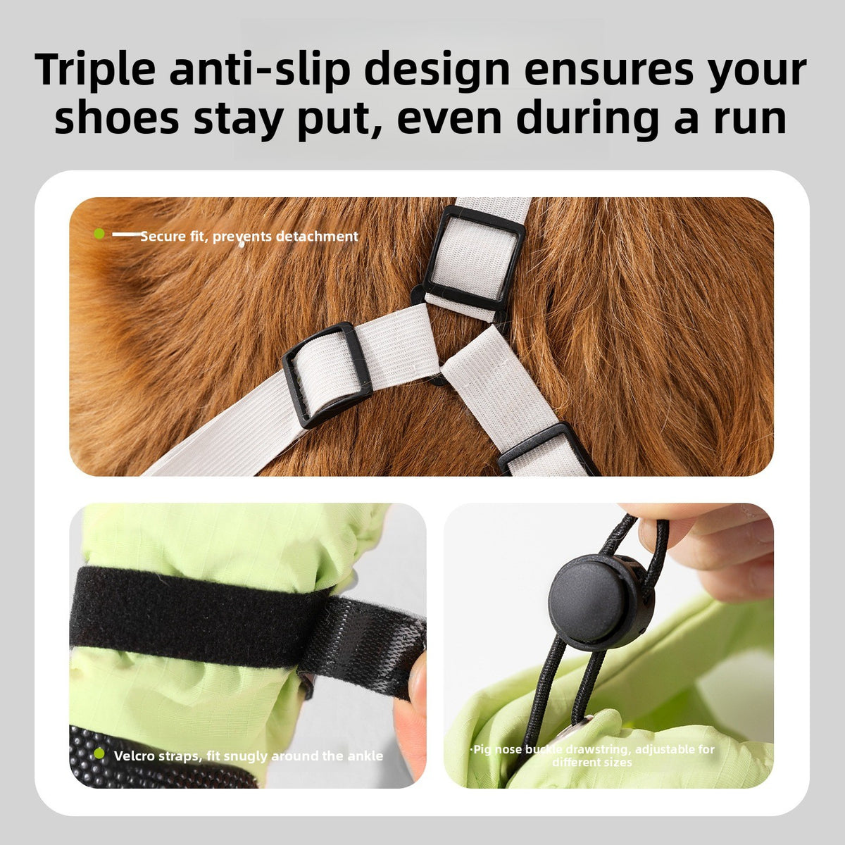 Anti-slip dog shoes with TPE soles and straps, product image 3