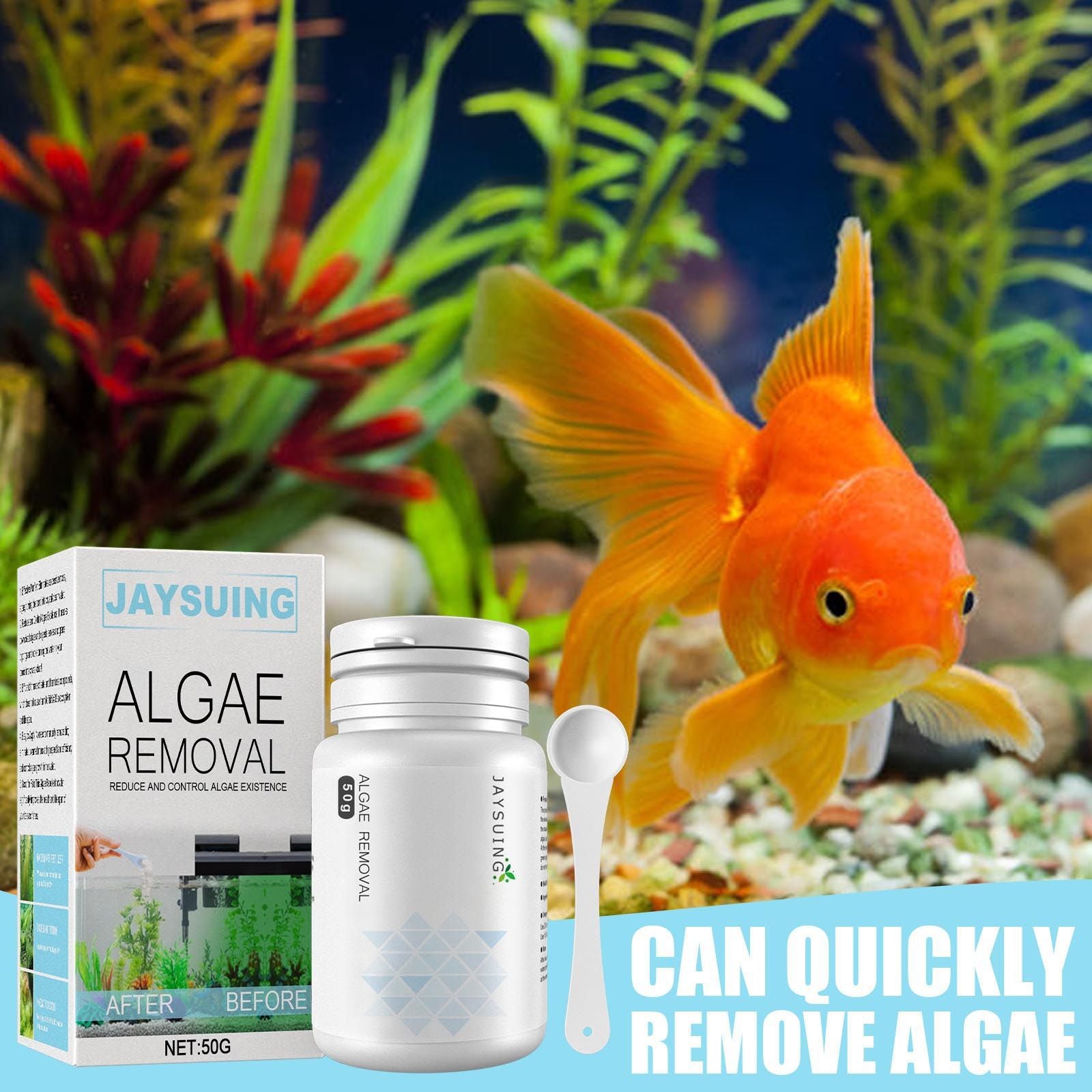 Aquarium Algae Remover Powder or Tablets 50g with Spoon