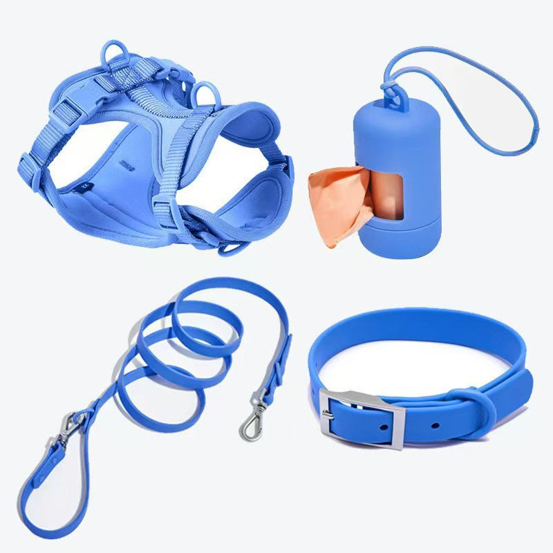 Waterproof PVC harness, lead and collar set, close-up detail view