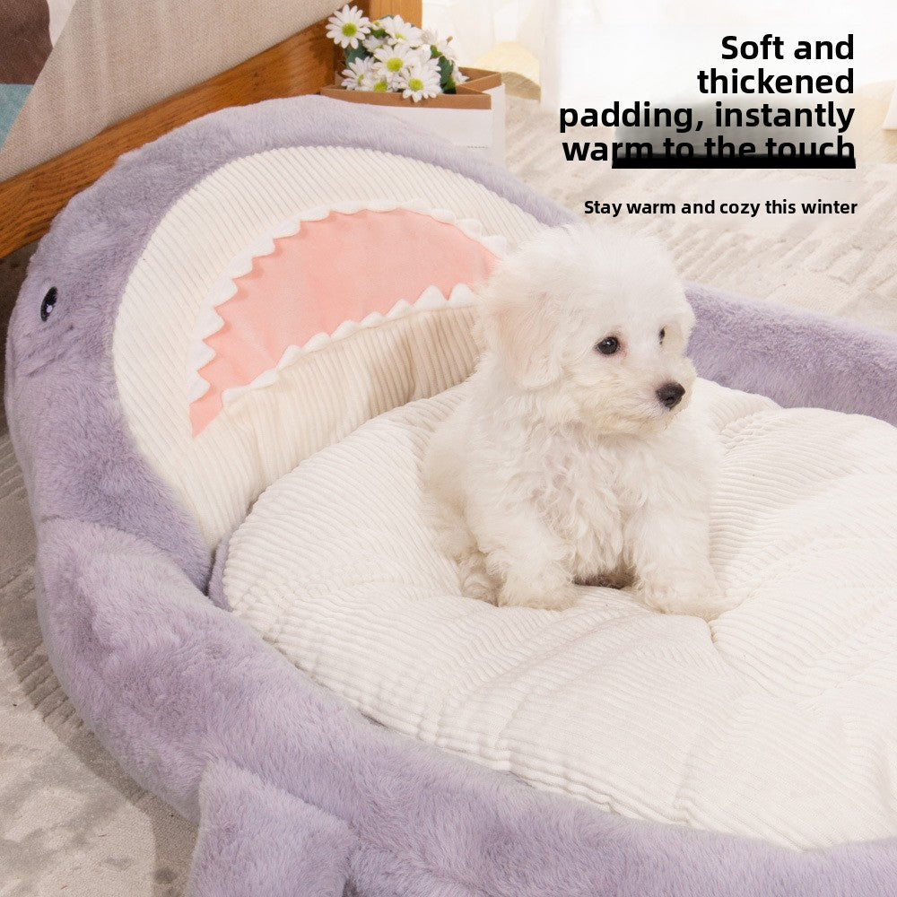 Shark Shape Pet Bed with Non-Slip Base for Cats and Dogs